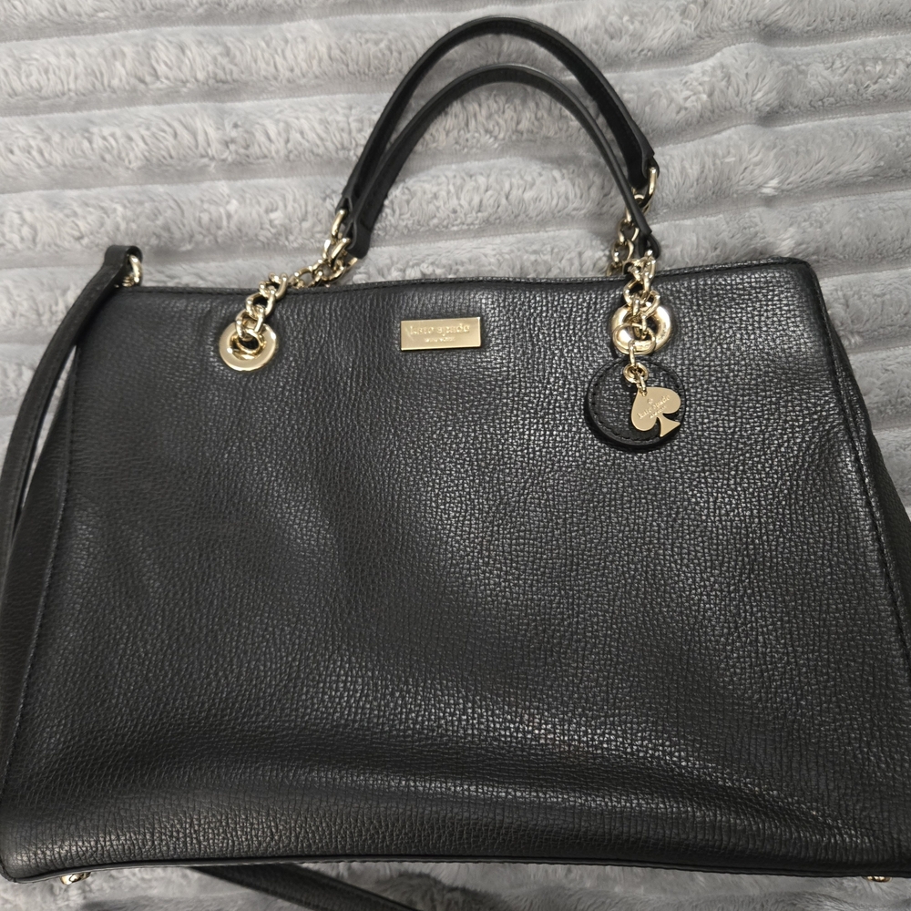 Elegant Kate Spade Black Leather Handbag with Crossbody
